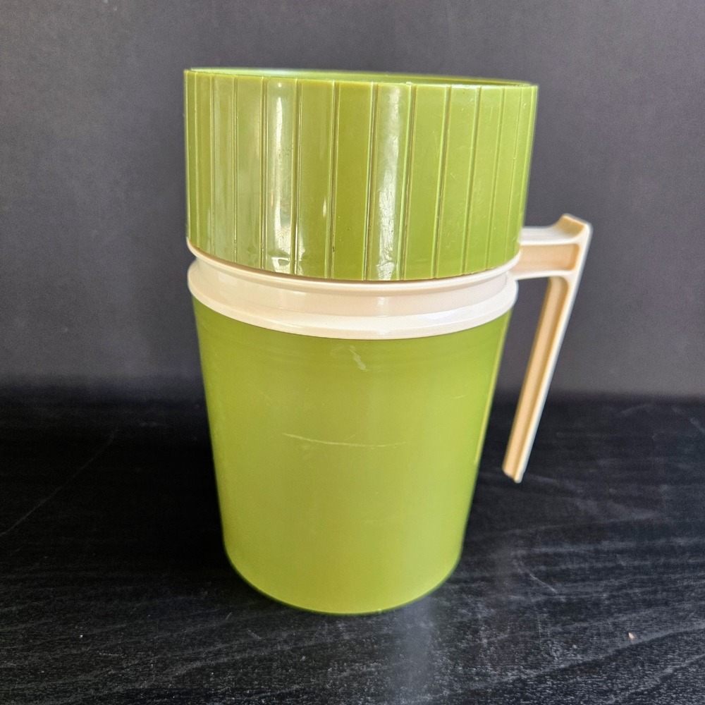 Vintage Thermos Food Jar 10 oz Model 7002 Avocado Green Soup Vacuum Glass Lined